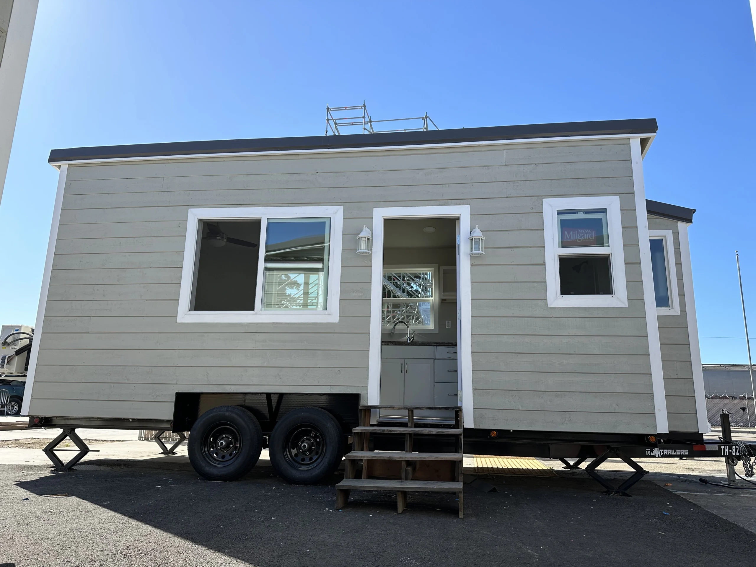 exterior photo of tiny home on trailer